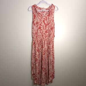 Botanical Floral Bohemian‎ Beach Coastal Midi Dress L